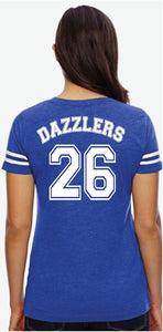 Dazzlers Women's Football V-Neck Fine Jersey Tee