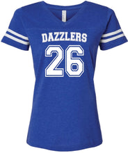 Load image into Gallery viewer, Dazzlers Women&#39;s Football V-Neck Fine Jersey Tee