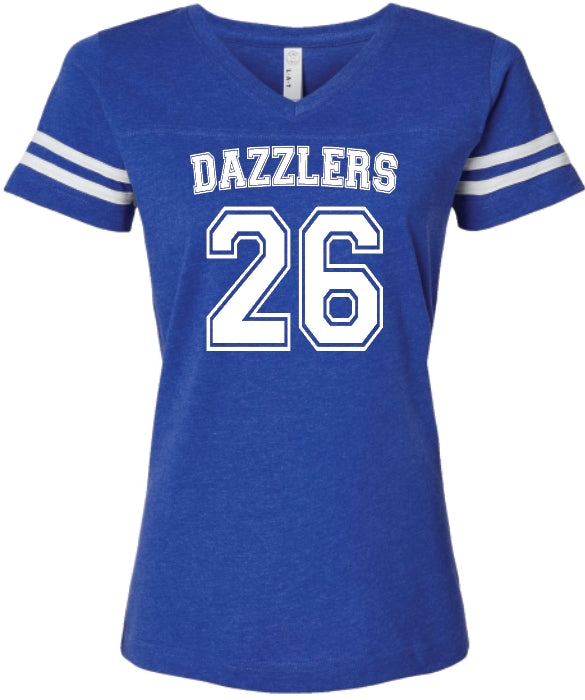 Dazzlers Women's Football V-Neck Fine Jersey Tee
