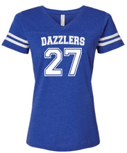 Load image into Gallery viewer, Dazzlers Women&#39;s Football V-Neck Fine Jersey Tee
