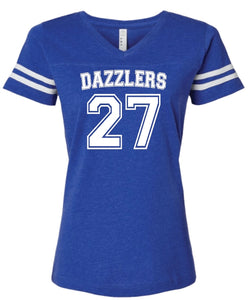 Dazzlers Women's Football V-Neck Fine Jersey Tee