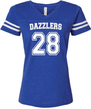 Load image into Gallery viewer, Dazzlers Women&#39;s Football V-Neck Fine Jersey Tee