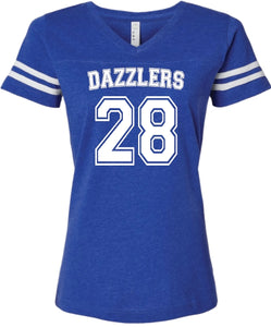 Dazzlers Women's Football V-Neck Fine Jersey Tee