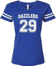Load image into Gallery viewer, Dazzlers Women&#39;s Football V-Neck Fine Jersey Tee