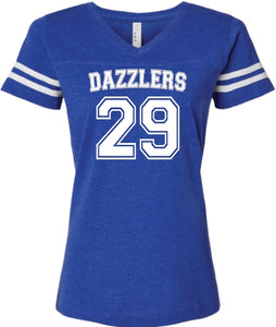 Dazzlers Women's Football V-Neck Fine Jersey Tee